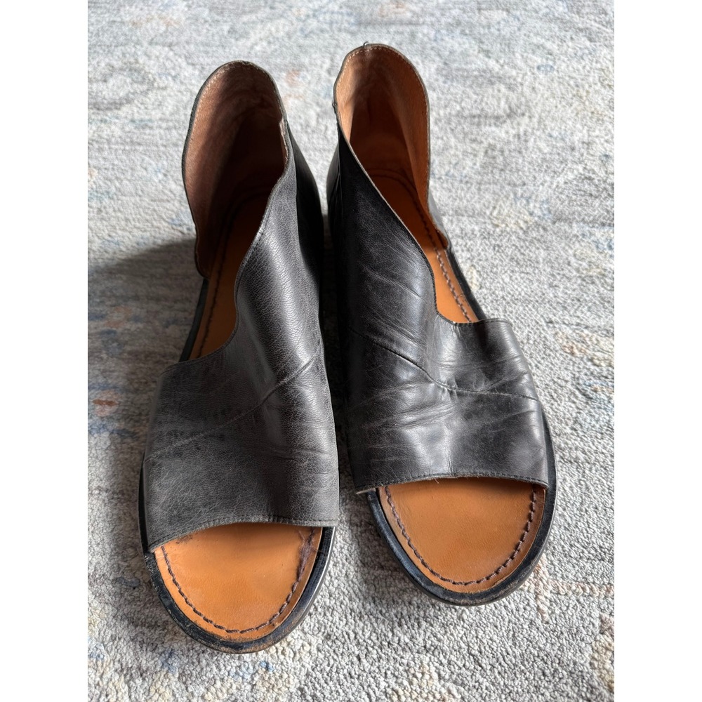 Free People Mont Blanc Black Leather Asymmetrical Wrap Sandals Made in Spain 41
